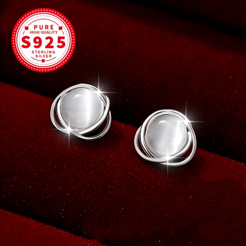 Women's S925 Sparkling Cat Eye Cross Stud Earrings